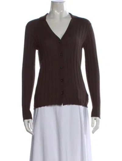 Pre-owned Lisa Yang Cashmere V-neck Sweater In Brown