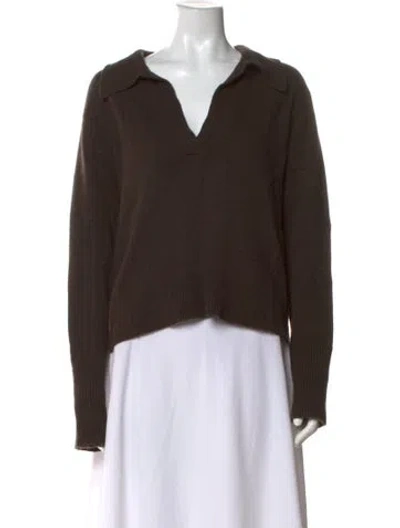 Pre-owned Lisa Yang Cashmere V-neck Sweater In Brown