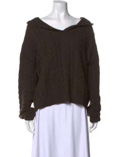 Pre-owned Lisa Yang Cashmere V-neck Sweater In Brown