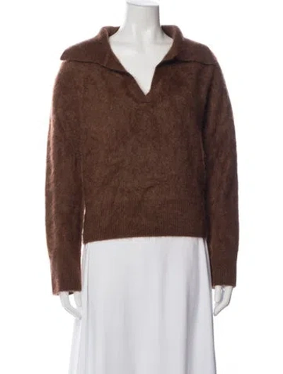 Pre-owned Lisa Yang Cashmere V-neck Sweater In Brown
