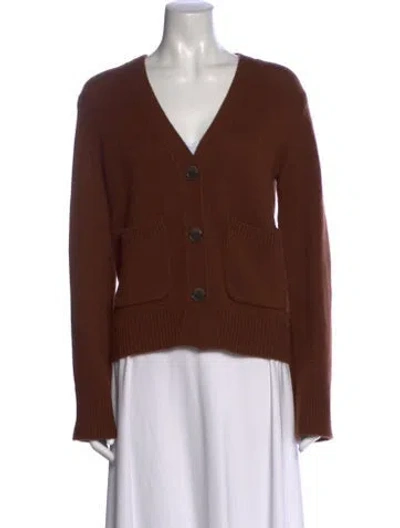 Pre-owned Lisa Yang Cashmere V-neck Sweater In Brown