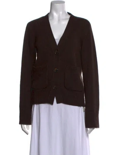 Pre-owned Lisa Yang Cashmere V-neck Sweater In Brown