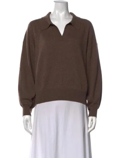 Pre-owned Lisa Yang Cashmere V-neck Sweater In Brown