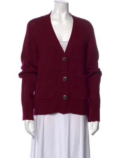 Pre-owned Lisa Yang Cashmere V-neck Sweater In Burgundy