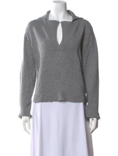 Pre-owned Lisa Yang Cashmere V-neck Sweater In Gray