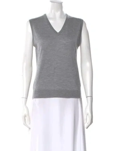 Pre-owned Lisa Yang Cashmere V-neck Sweater In Gray
