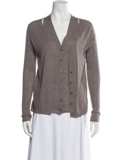 Pre-owned Lisa Yang Cashmere V-neck Sweater In Gray