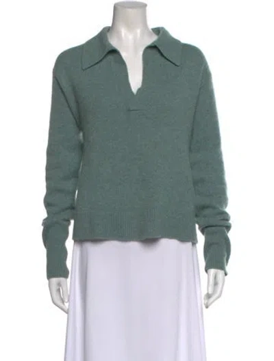 Pre-owned Lisa Yang Cashmere V-neck Sweater In Green