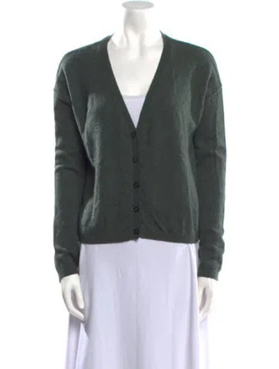 Pre-owned Lisa Yang Cashmere V-neck Sweater In Green