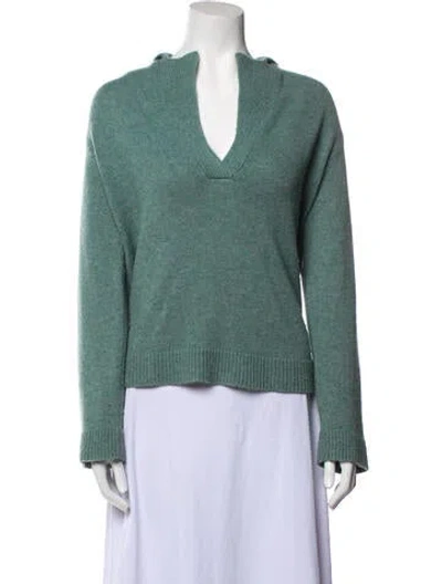 Pre-owned Lisa Yang Cashmere V-neck Sweater In Green