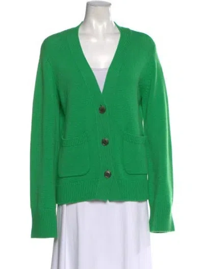 Pre-owned Lisa Yang Cashmere V-neck Sweater In Green