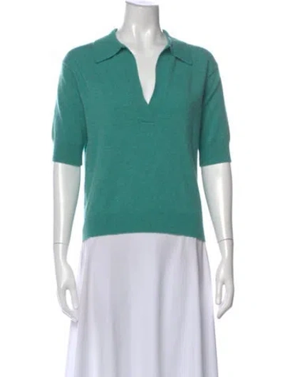 Pre-owned Lisa Yang Cashmere V-neck Sweater In Green