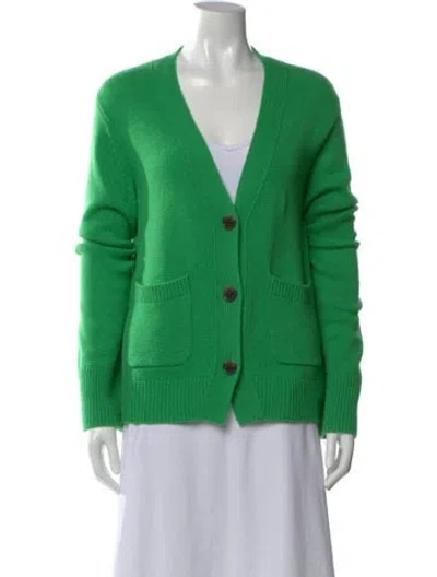 Pre-owned Lisa Yang Cashmere V-neck Sweater In Green