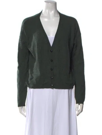 Pre-owned Lisa Yang Cashmere V-neck Sweater In Green