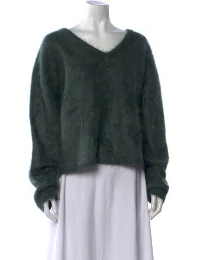 Pre-owned Lisa Yang Cashmere V-neck Sweater In Green