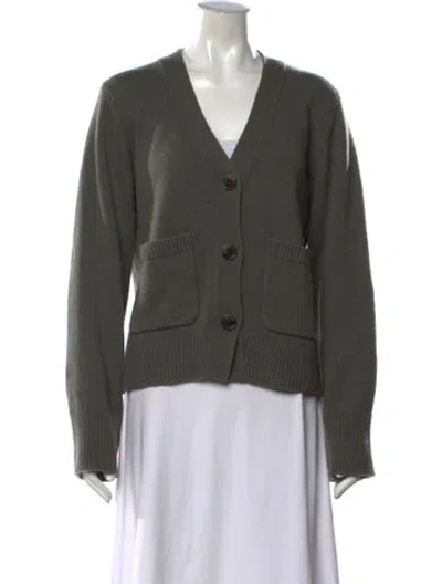 Pre-owned Lisa Yang Cashmere V-neck Sweater In Green
