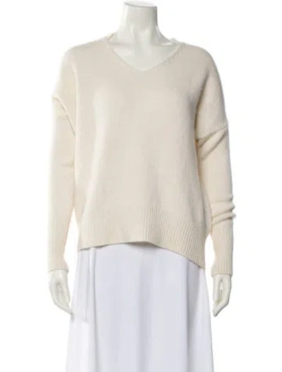 Pre-owned Lisa Yang Cashmere V-neck Sweater In Neutral
