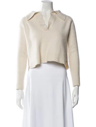 Pre-owned Lisa Yang Cashmere V-neck Sweater In Neutral