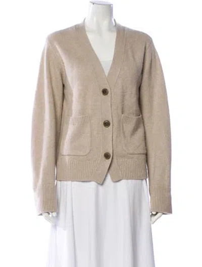 Pre-owned Lisa Yang Cashmere V-neck Sweater In Neutral