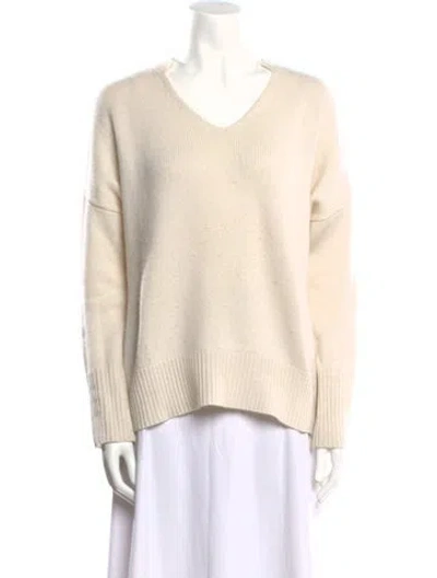 Pre-owned Lisa Yang Cashmere V-neck Sweater In Neutral