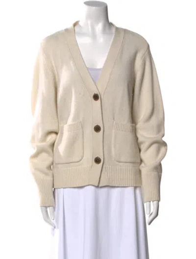 Pre-owned Lisa Yang Cashmere V-neck Sweater In Neutral