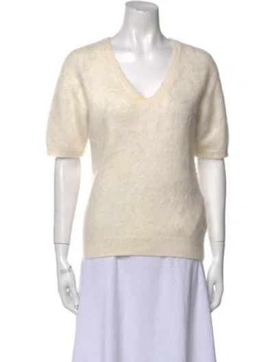 Pre-owned Lisa Yang Cashmere V-neck Sweater In Neutral