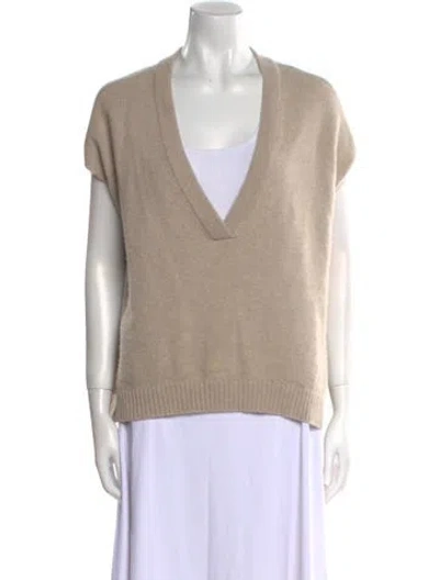 Pre-owned Lisa Yang Cashmere V-neck Sweater In Neutral