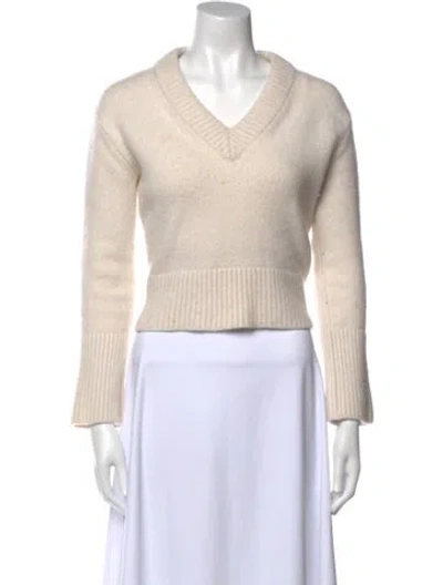 Pre-owned Lisa Yang Cashmere V-neck Sweater In Neutral