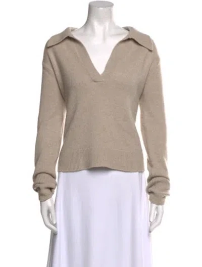 Pre-owned Lisa Yang Cashmere V-neck Sweater In Neutral