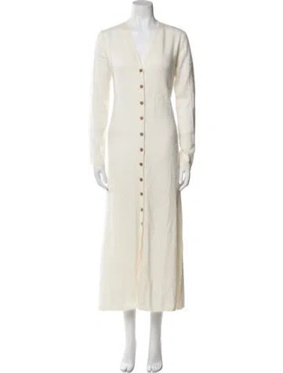 Pre-owned Lisa Yang Cashmere V-neck Sweater In Neutral