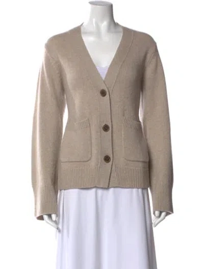 Pre-owned Lisa Yang Cashmere V-neck Sweater In Neutral