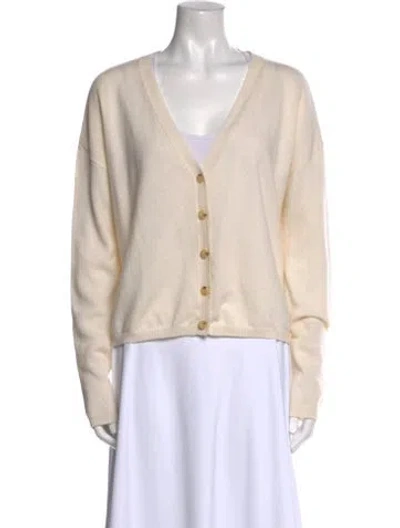 Pre-owned Lisa Yang Cashmere V-neck Sweater In Neutral