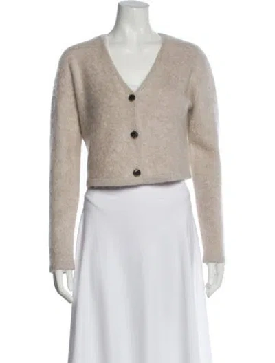 Pre-owned Lisa Yang Cashmere V-neck Sweater In Neutral