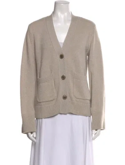Pre-owned Lisa Yang Cashmere V-neck Sweater In Neutral