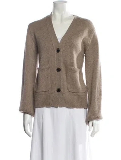Pre-owned Lisa Yang Cashmere V-neck Sweater In Neutral
