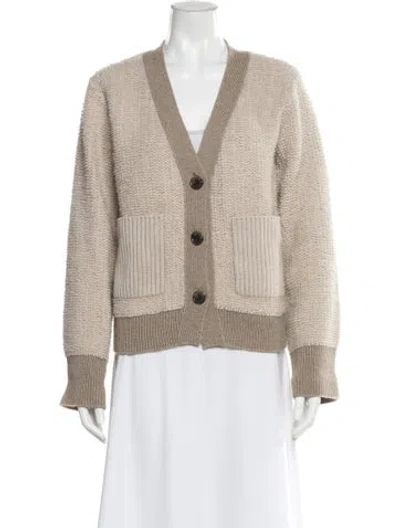 Pre-owned Lisa Yang Cashmere V-neck Sweater In Neutral
