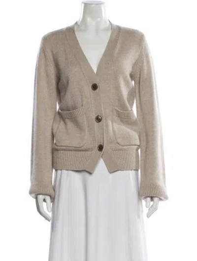 Pre-owned Lisa Yang Cashmere V-neck Sweater In Neutral