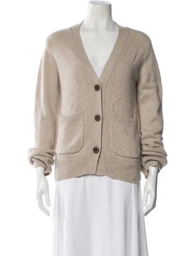 Pre-owned Lisa Yang Cashmere V-neck Sweater In Neutral