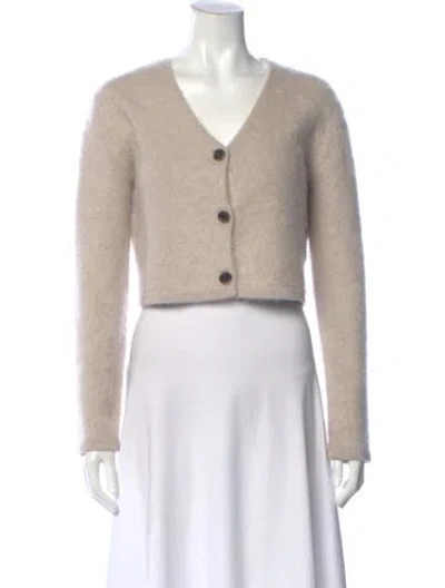 Pre-owned Lisa Yang Cashmere V-neck Sweater In Neutral