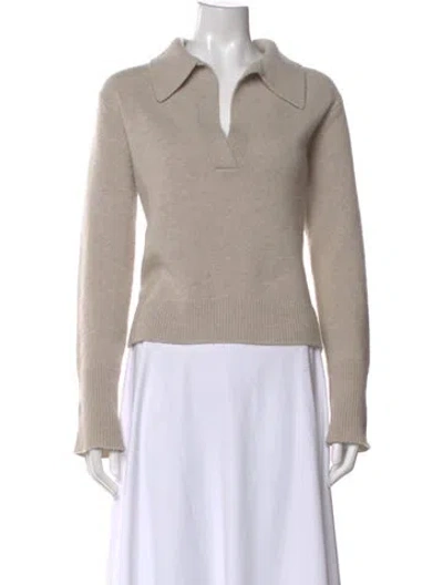 Pre-owned Lisa Yang Cashmere V-neck Sweater In Neutral