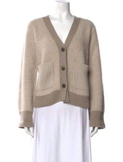 Pre-owned Lisa Yang Cashmere V-neck Sweater In Neutral