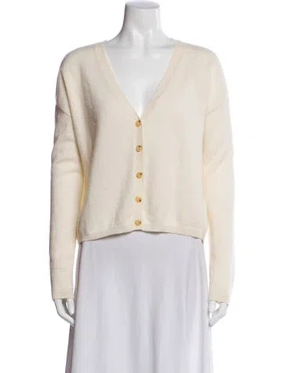 Pre-owned Lisa Yang Cashmere V-neck Sweater In Neutral