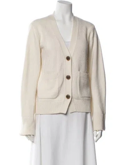 Pre-owned Lisa Yang Cashmere V-neck Sweater In Neutral