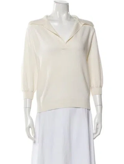 Pre-owned Lisa Yang Cashmere V-neck Sweater In Neutral