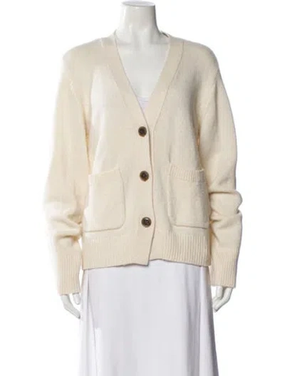 Pre-owned Lisa Yang Cashmere V-neck Sweater In Neutral