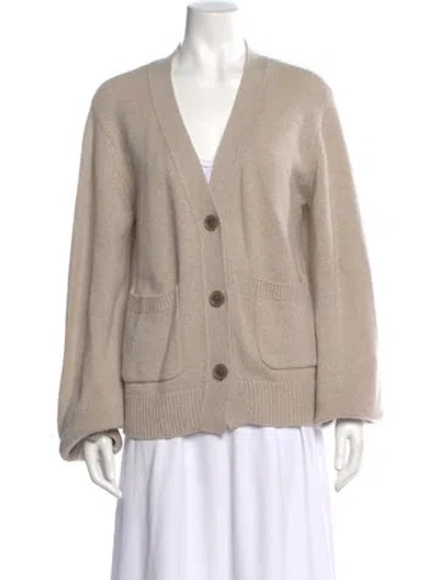 Pre-owned Lisa Yang Cashmere V-neck Sweater In Neutral