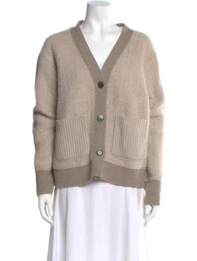 Pre-owned Lisa Yang Cashmere V-neck Sweater In Neutral