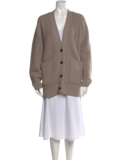 Pre-owned Lisa Yang Cashmere V-neck Sweater In Neutral