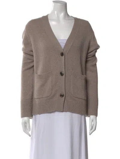 Pre-owned Lisa Yang Cashmere V-neck Sweater In Neutral