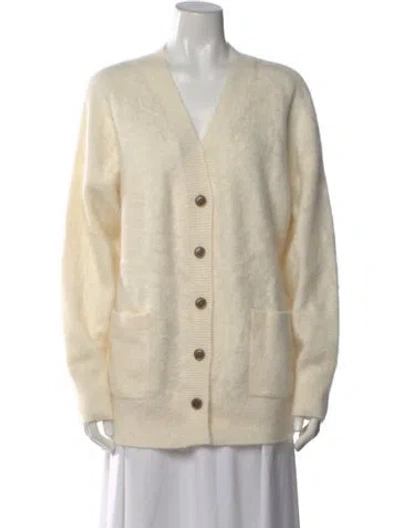 Pre-owned Lisa Yang Cashmere V-neck Sweater In Neutral